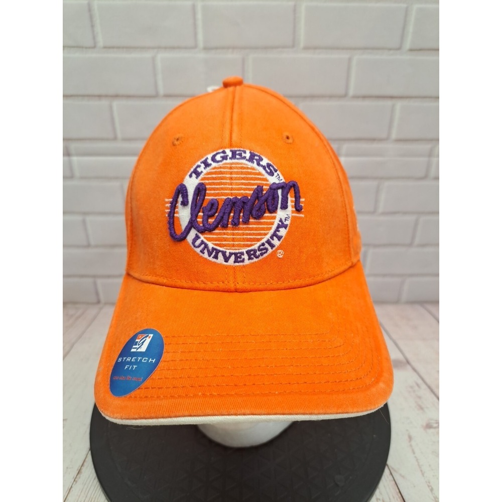 The Game Circle Script Clemson Tigers University Embroid Football Hat Cap Orange